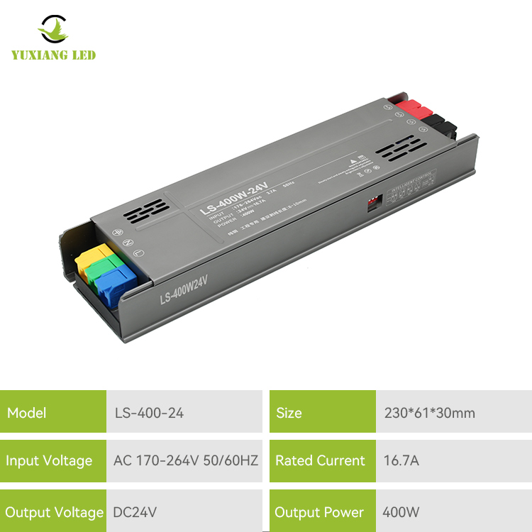 Semi-Potted Rubber Model Full Power 24V400W Linear Lighting Power Supply